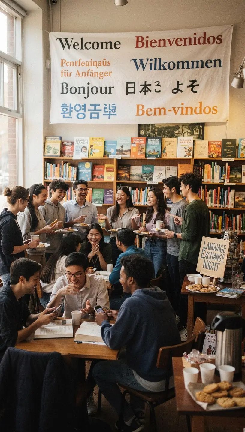 ZГЎkaznГ­k prohlГ­ЕѕГ­ mezinГЎrodnГ­ tituly v knihkupectvГ­.