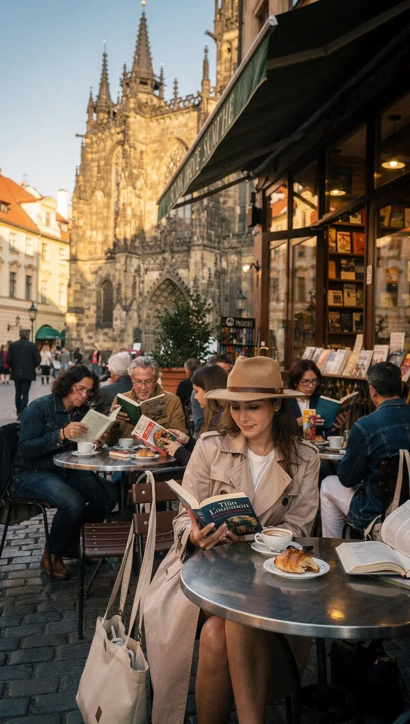 Skupina studentů studujících cizí jazyky s učebními materiály.