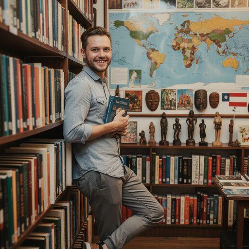 Prostor knihkupectví s pohodlnými místy k sezení pro čtení.